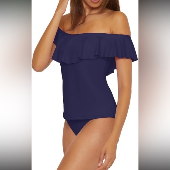 Trina Turk Women's Monaco Ruffle Tankini Off Shoulder Swimsuit Top NWT size 4 - Picture 2 of 10